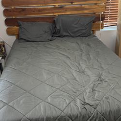 Queen bed mattress, and frame (headboard not included)
