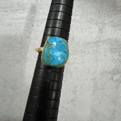 14k gold plated over 925 silver Mohave turquoise ring size 7