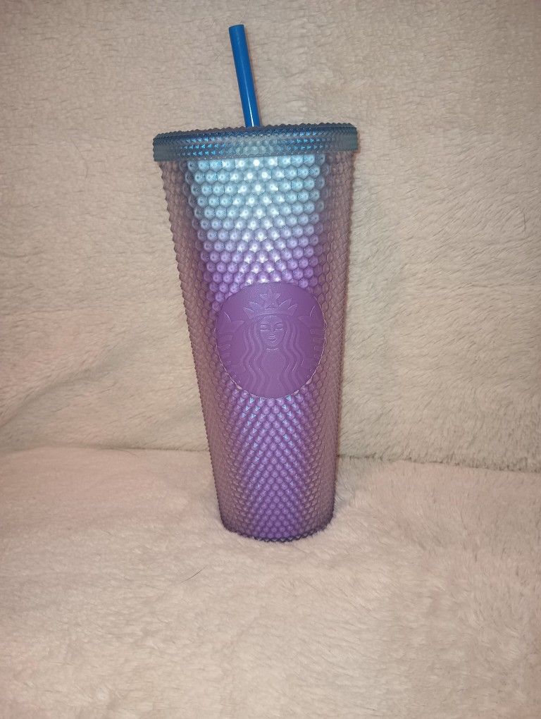 New Starbucks 2024 Studded Blue Purple Lilac Ombre Cold Cup Tumbler 24oz