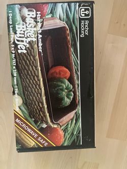 Anchor Hocking Harvest Amber Glass Loaf Pan with Basket