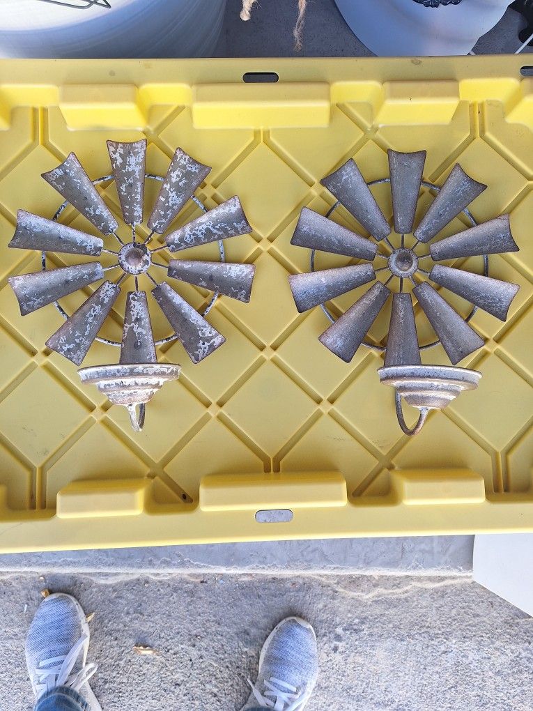 Windmill Rustic Candle Holder Farmhouse Decor