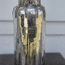 NEW!! Pottery Barn Madeline Mercury Glass & Metal Vase - Tall - Silver Tone NWT RARE