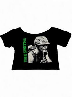 Vintage Y2K The Smiths Meat Is Murder Crop Top Band Tee Punk - Size Large custom cut neck used good band t shirt  #goth #rock     Tags: #emo #grunge b