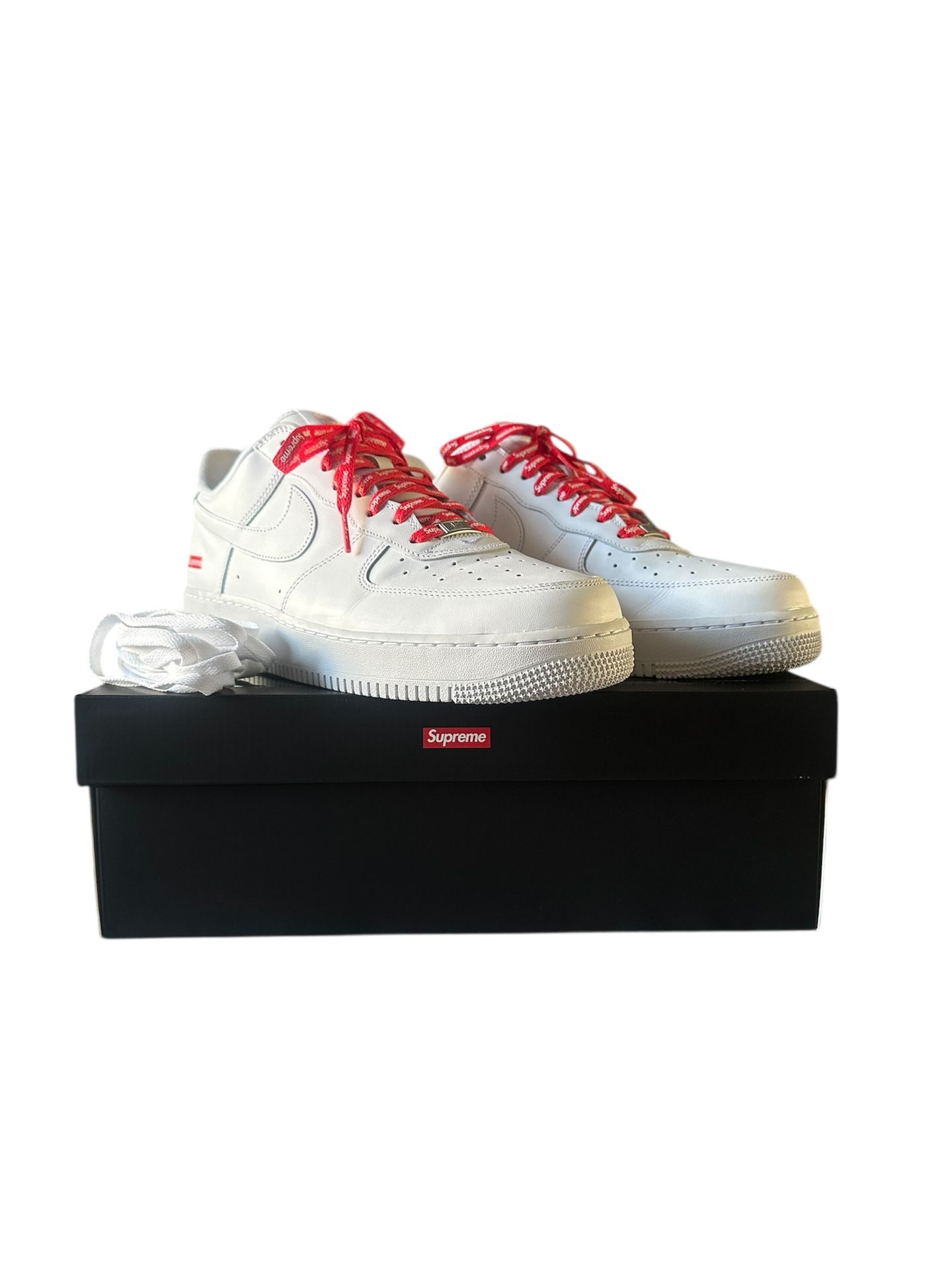 Size 13 - Nike Air Force 1 x Supreme Low Box Logo - White