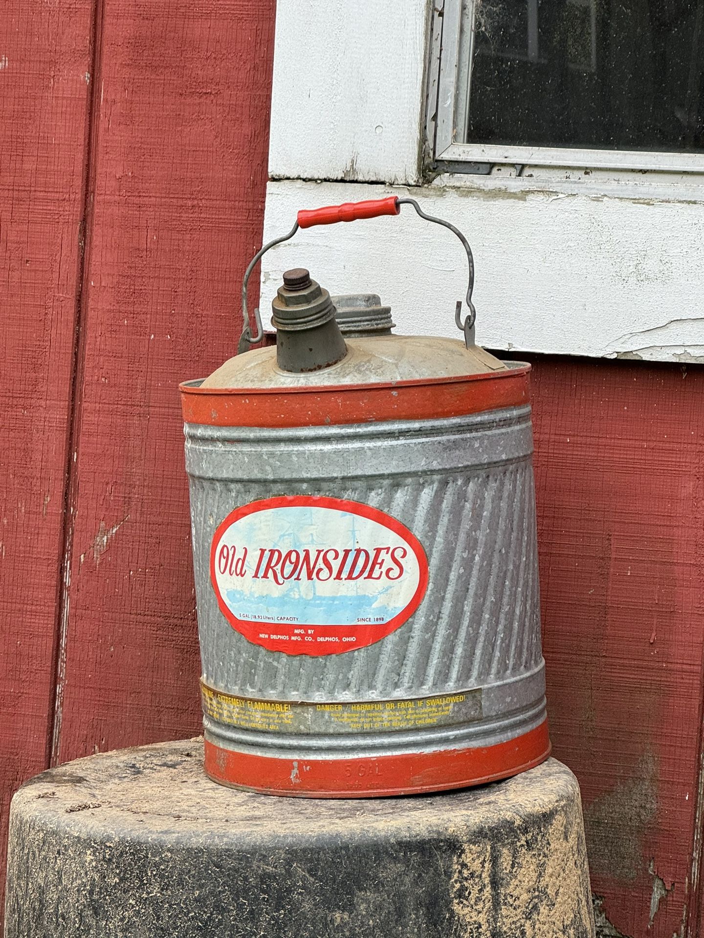 Old Ironsides Galvanized Metal Gas Can 5 Gallon