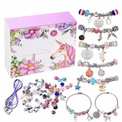 Charm Bracelet Making Kit, Jewelry Making Supplies Mermaid Unicorn Gifts for Teen Girls Crafts for Girls Ages 8-12