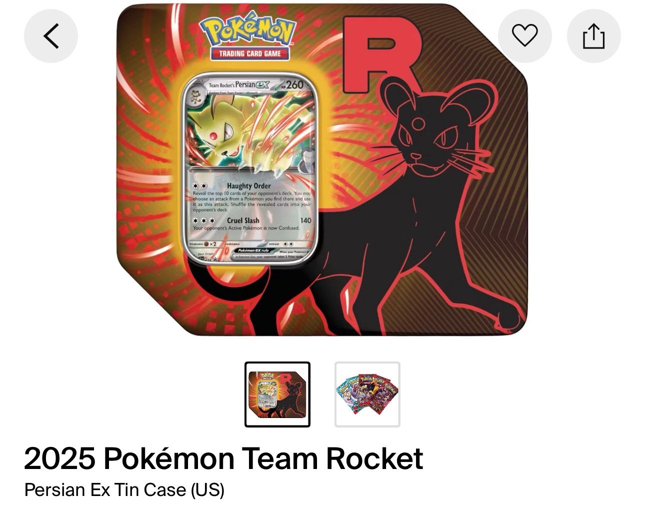 Team Rocket Tin Persian EX
