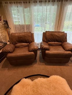 Leather automatic recliner plus two manual leather recliners