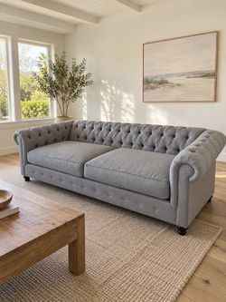 Elegant Gray Chesterfield Sofa – Like New – $2,250