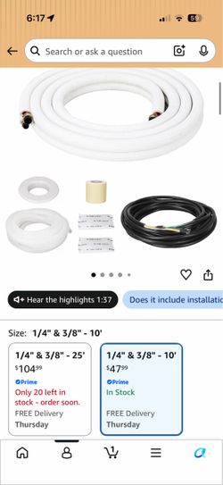 Mini Split Line Set Kit 1/4" & 3/8" 10ft