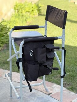 Picnic Time Sports/Tall Director Chair w/ Side Table, Cup Holder & Organizer Caddy
