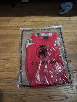 Calvino Red Polo Shirt Size Small