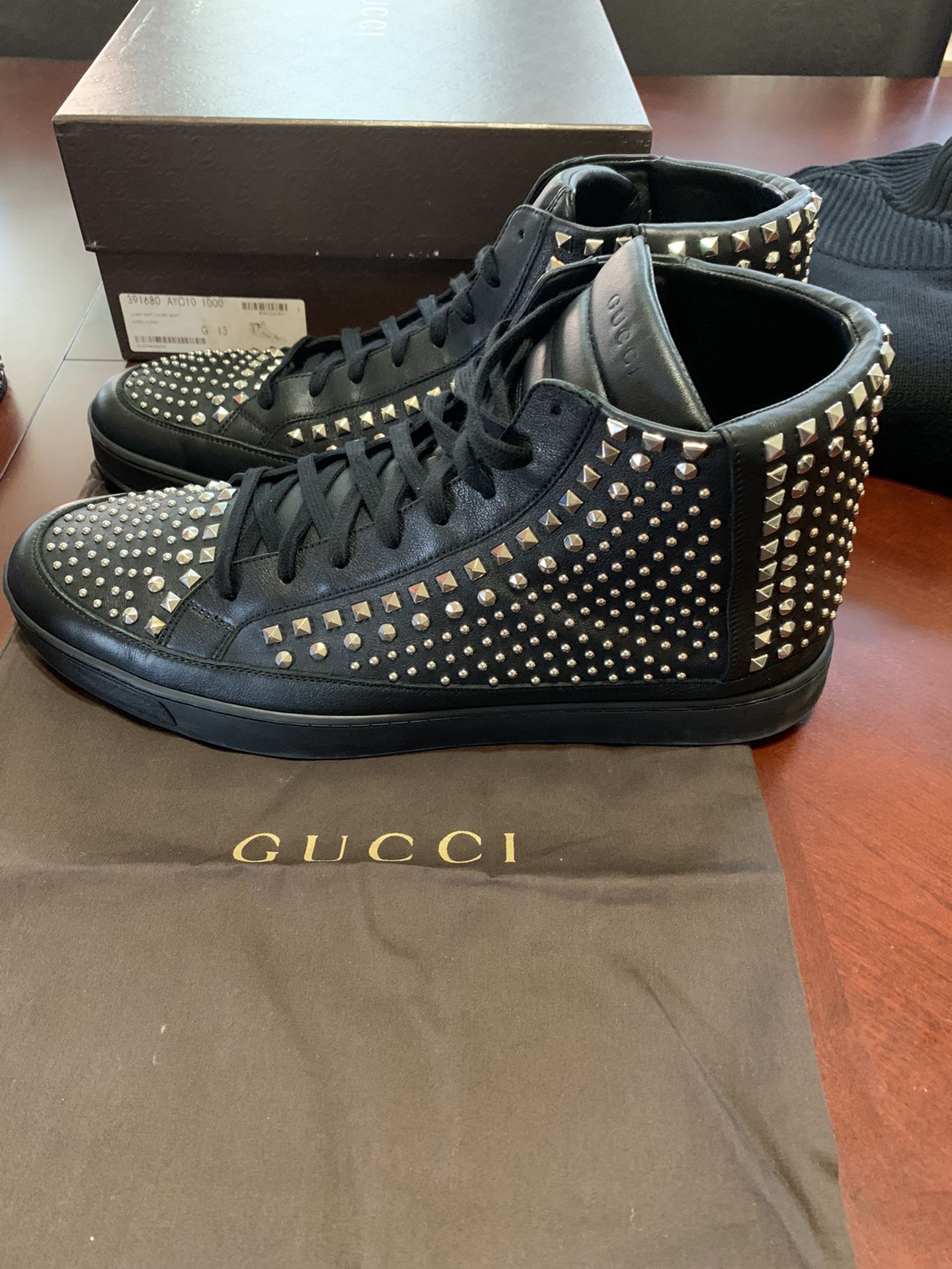 Gucci Limited Ed. Studded Hi-Top Sneakers Men's Size Gucci 13/USA 13.5