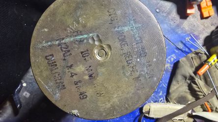 FS: WWII 1945 Dated US 105mm M14 Brass Casing – "SMOKE" Marked, Great Patina (Inert / Oil-Soaked Primer)