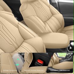 New RAV4 Seat Covers Custom Fit for Toyota RAV4 2013-2018 XLE/SE/Limited/Platinum/Adventure,Luxury Faux-Leather SUV Seat Cover(Full Set,Beige)