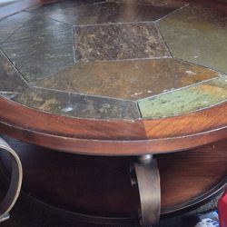 RETRO SLATE COFFEE TABLE & TWO  END TABLES