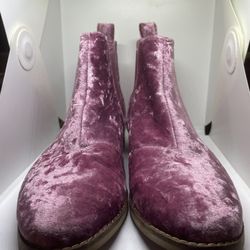Toms Ella Chelsea Boot pink velvet Size 7.5
