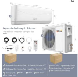 COSTWAY 12000BTU Mini Split Air Conditioner& Heater, 20 SEER2 115V Wall-Mounted Ductless AC Unit Cools Rooms up to 750 Sq. Ft, Energy Efficient Invert