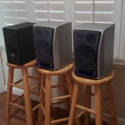 Kenwood Home Stereo Speakers 140 Watts -Vintage Late 90's - Early 2000 Era - *TESTED & WORKS * 2014 Samsung Subwoofer Bundle Pack 