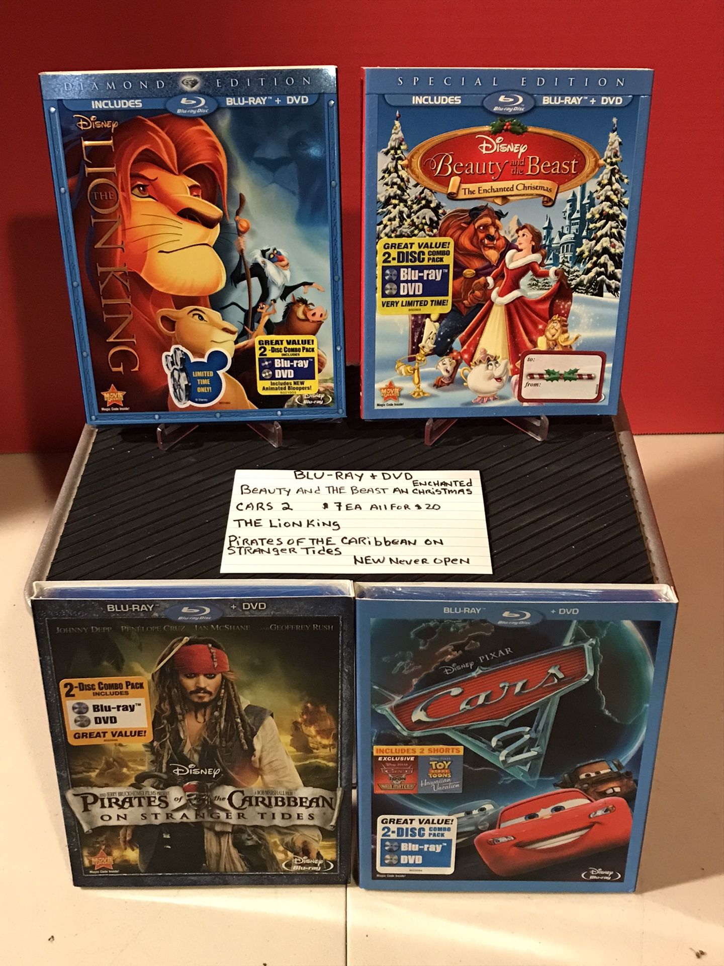 Collection of Blu-ray DVDs sealed never opened beauty and the beast cars to the lion King pirates of the Caribbean
