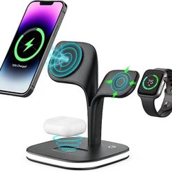  5 in 1 Wireless Charging Station, Magnetic & Fast Charger Stand for Multiple Devices, Magsafe Charger for iPhone 15/14/13/12 Series, Apple Watches