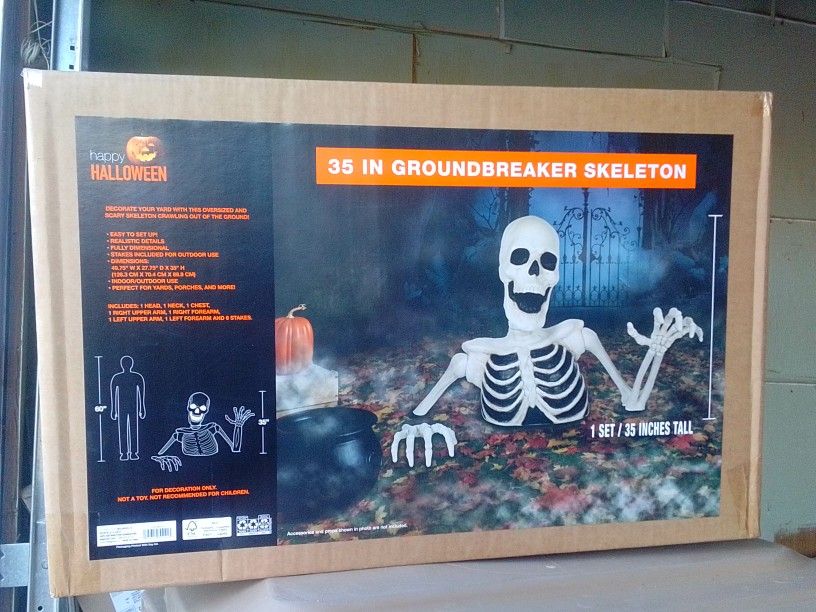 NEW!  35" Groundbreaking Skeleton - Halloween Decoration Outdoor/Indoor