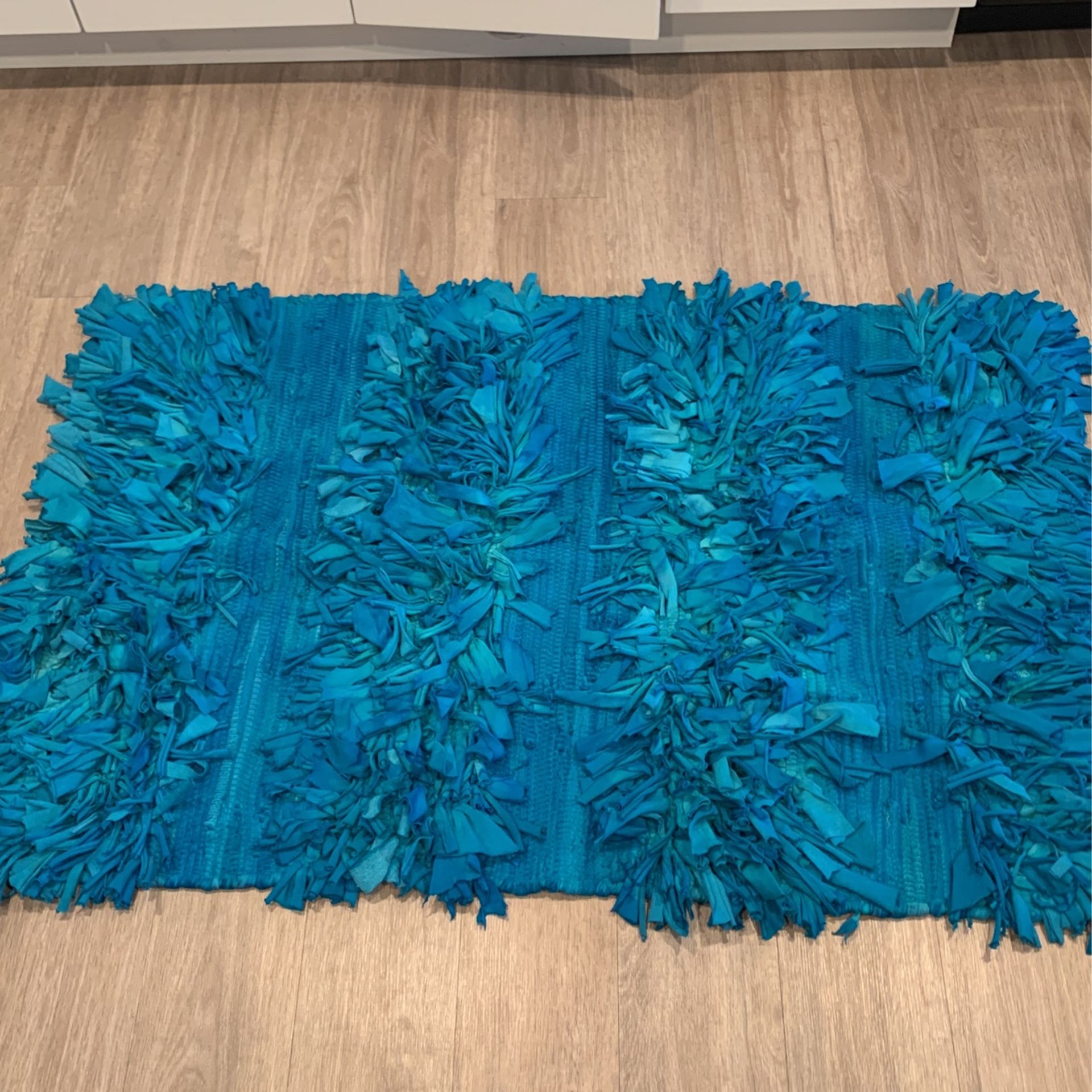 GORGEOUS TURQUOISE RAG RUG-30X50”
