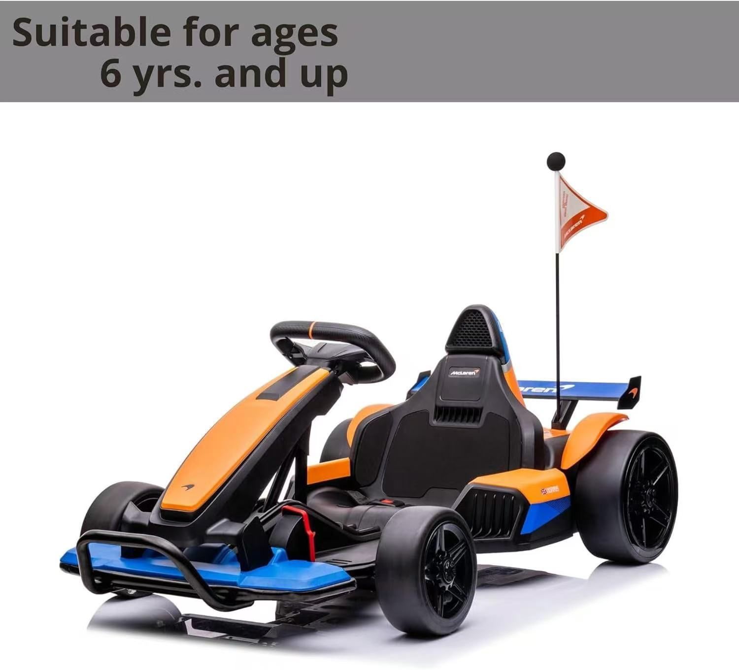 🥨Best Ride On Cars Officially Licensed McLaren GoKart 24V for Ages 6 and Up - Electric Go Kart with Steering Wheel, Versatile Driving Modes, User-Fri