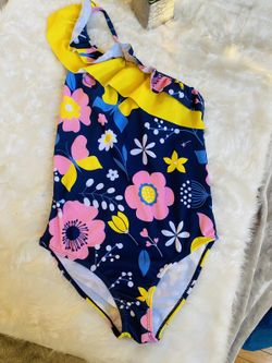 Women’s Floral One-Shoulder Ruffle Swimsuit Size 13/14