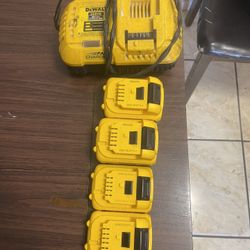 4 batterys and one charger 