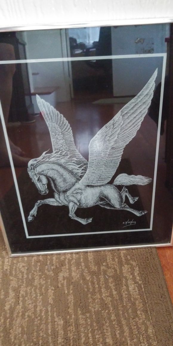 Pegasus print. With Silver Frame