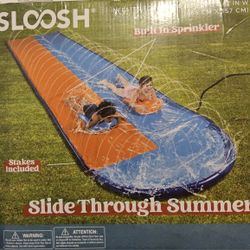 Sloosh 22.5FT Double Water Slides w/ built in Sprinkler & 2 Inflatable Boards Backyard Water Fun for Kids Adults