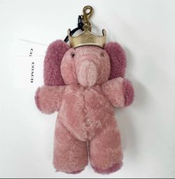 Coach Pink Elephant Ellie crown Bag Charm New
