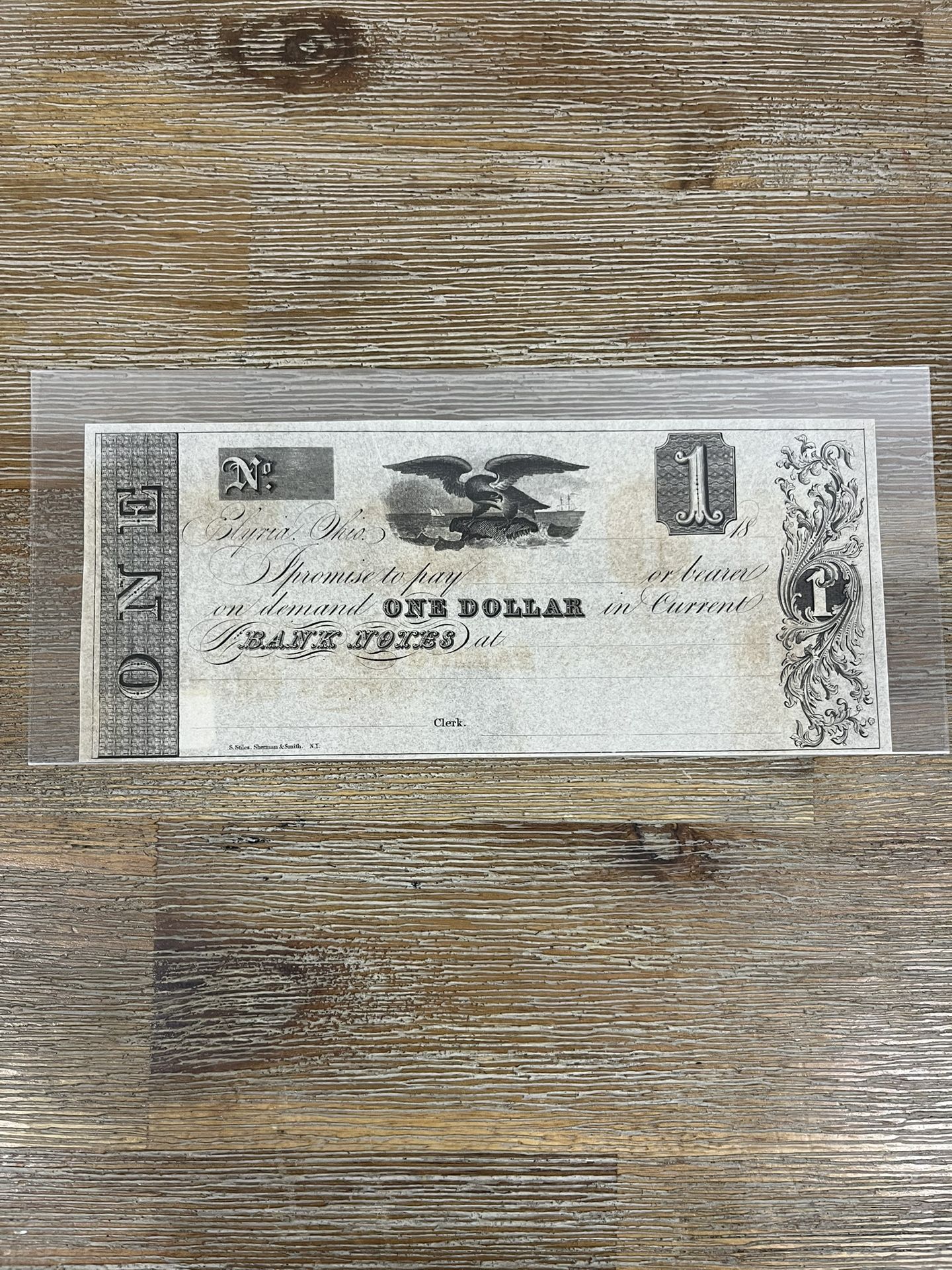 obsolete one-dollar banknote Elyria, Ohio 1830s