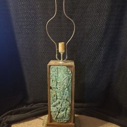 Zarebski Malachite Resin Mayan/Aztec Table Lamp