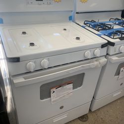 New Scratch And Dent GE White Gas Stove 6 Months Warranty .