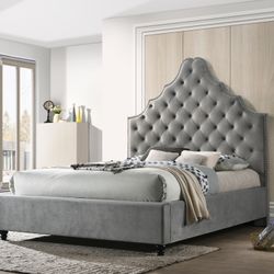 GLAM TUFTED VELVET FABRIC-CAMA-FRAME