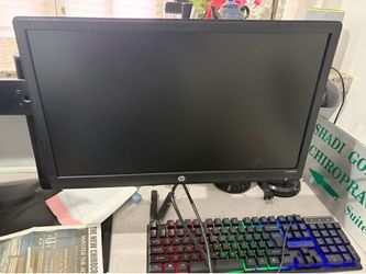 Double computer monitor with stand