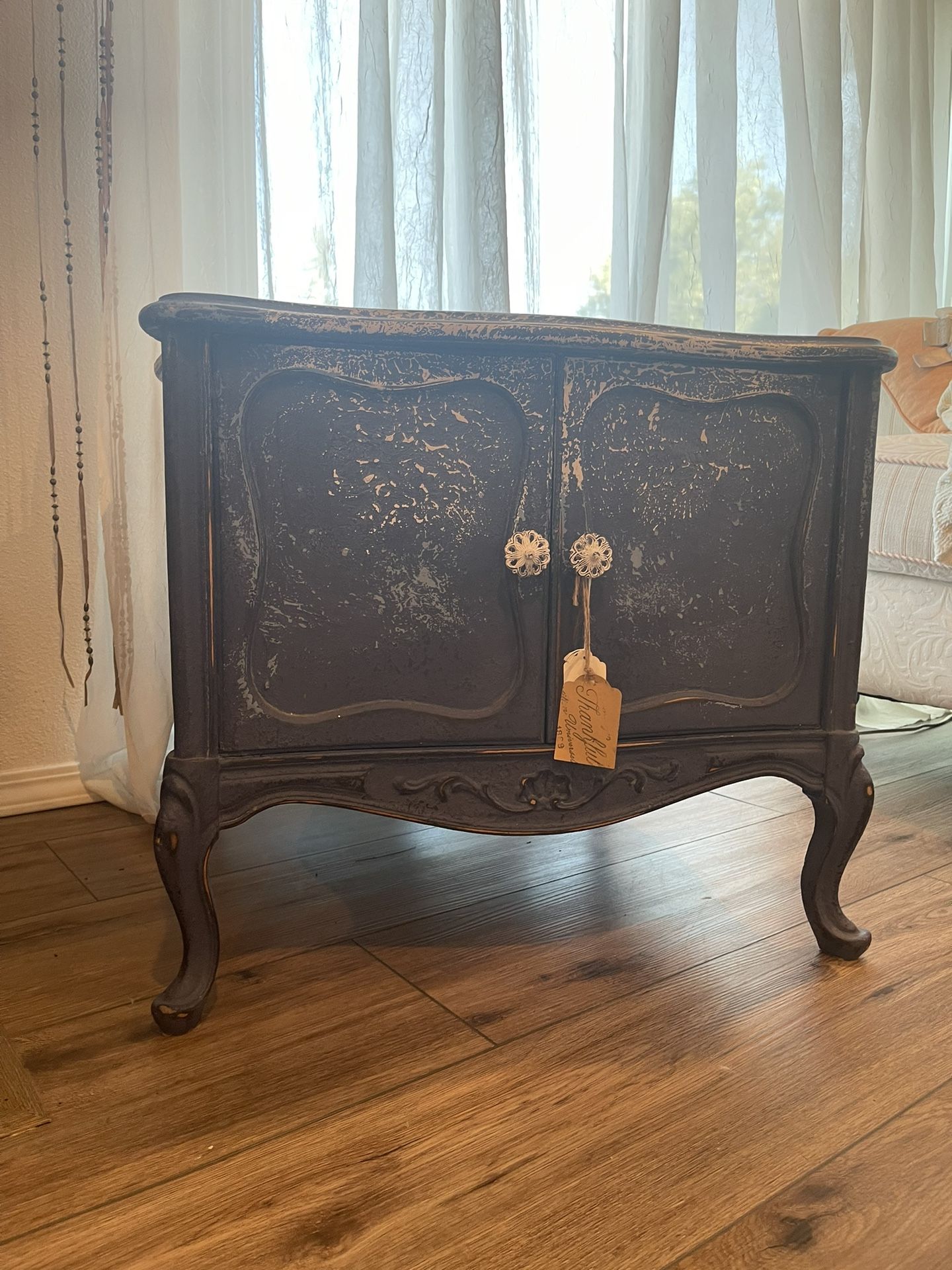 Shabby Chic Navy Blue Side Table/ Storage Unit