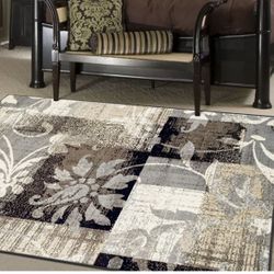7ft X 9ft SUPERIOR Indoor Area Rug, Jute Backed, Perfect for Hallway, Entryway, Office, Living/Dining Room, Bedroom, Kitchen Floor Beige Brown Floral!