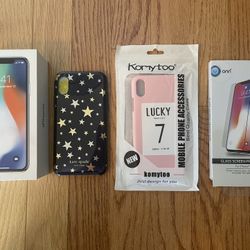 Apple iPhone X original Box and accessories (Earphones, Cases, Screen Protecter)