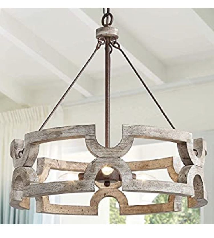 Farmhouse Wood Drum Chandeliers