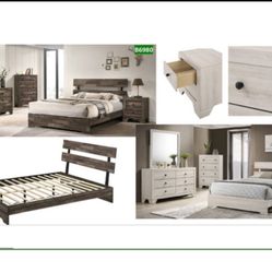 4- Pc Bedroom set Dresser,Mirror  Nightstand (1) Queen size bed frame  Not including Mattress and Box Sp