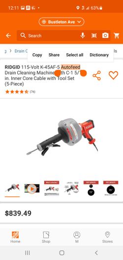 RIDGID 115-Volt K-45AF-5 Autofeed Drain Cleaning Machine with C-1 5/16 in. Inner Core Cable