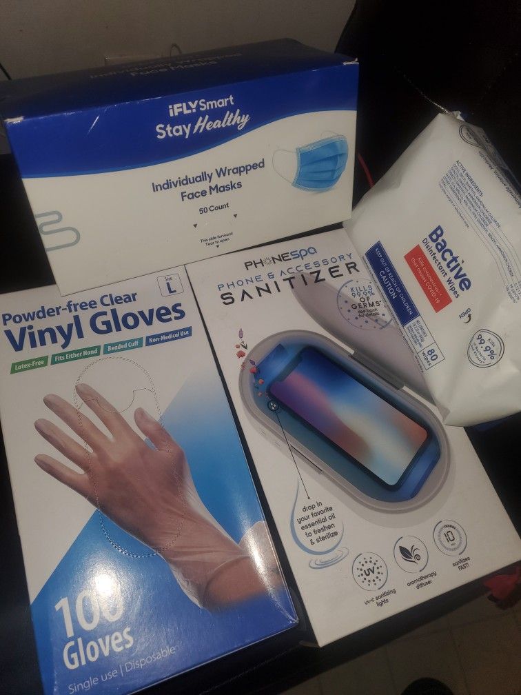 Sanitizer Pack (Gloves, Masks, Wipes, UV Light)