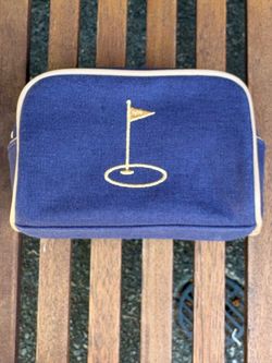 Spartina 449 Navy Golf Cosmetic Bag – Canvas Zip Pouch