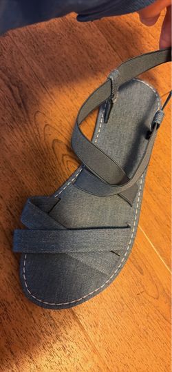Denim color crisscross sandals size 8.5 or 40