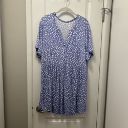 Barely Worn Blue Spotted Babydoll Tunic - 2X