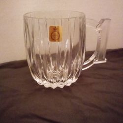 Mikasa Of Germany Large Crystal Number 1 Drinking Mug, Vintage Glass Mug, Heavy Crystal Glass, Coffee Or Beer Mug, Beverage Glass Mug, Decor

