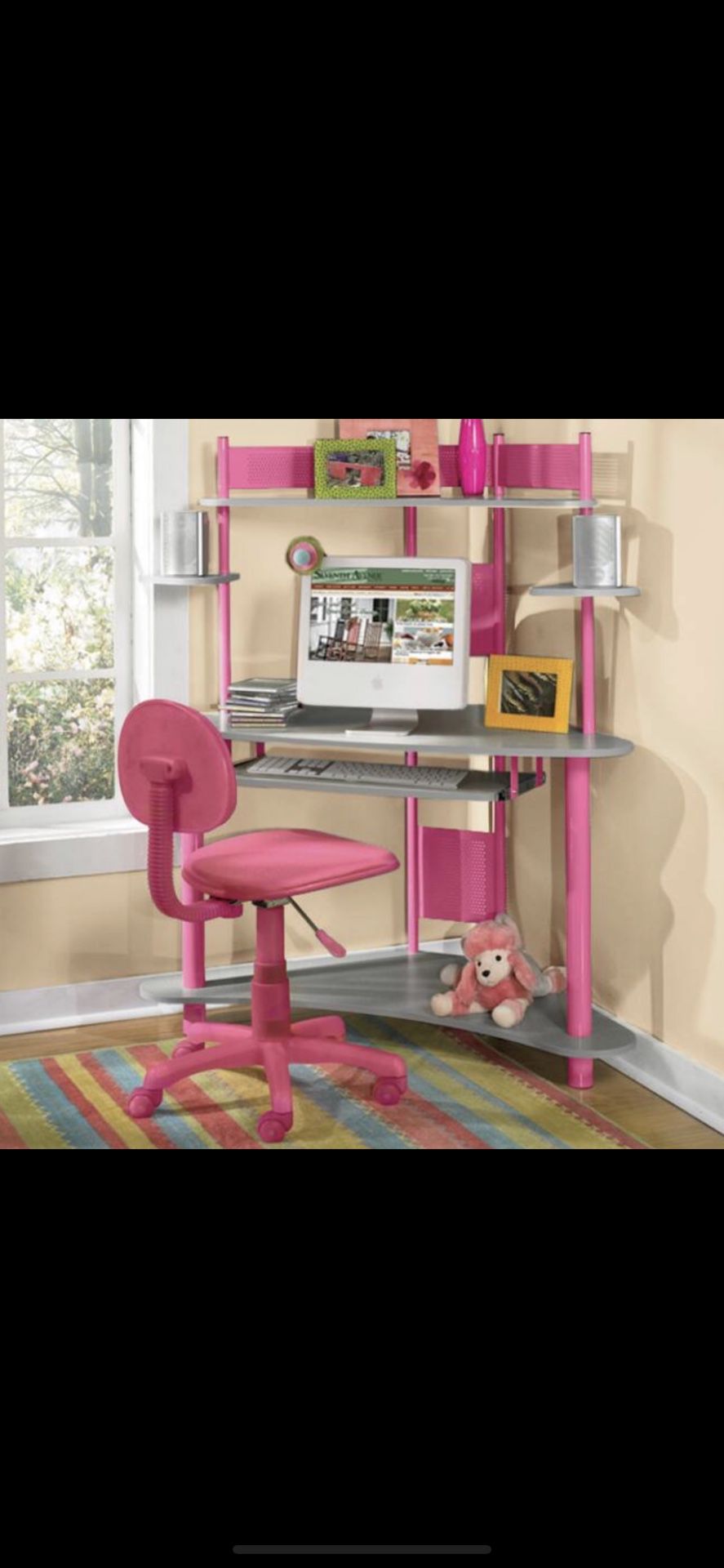 Pink Kids Corner Computer Desk